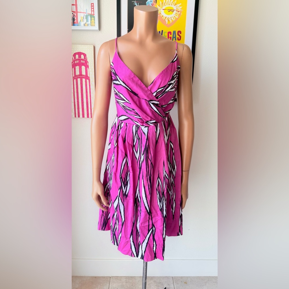 NWT AGB Vibrant Pink and Black Midi Dress